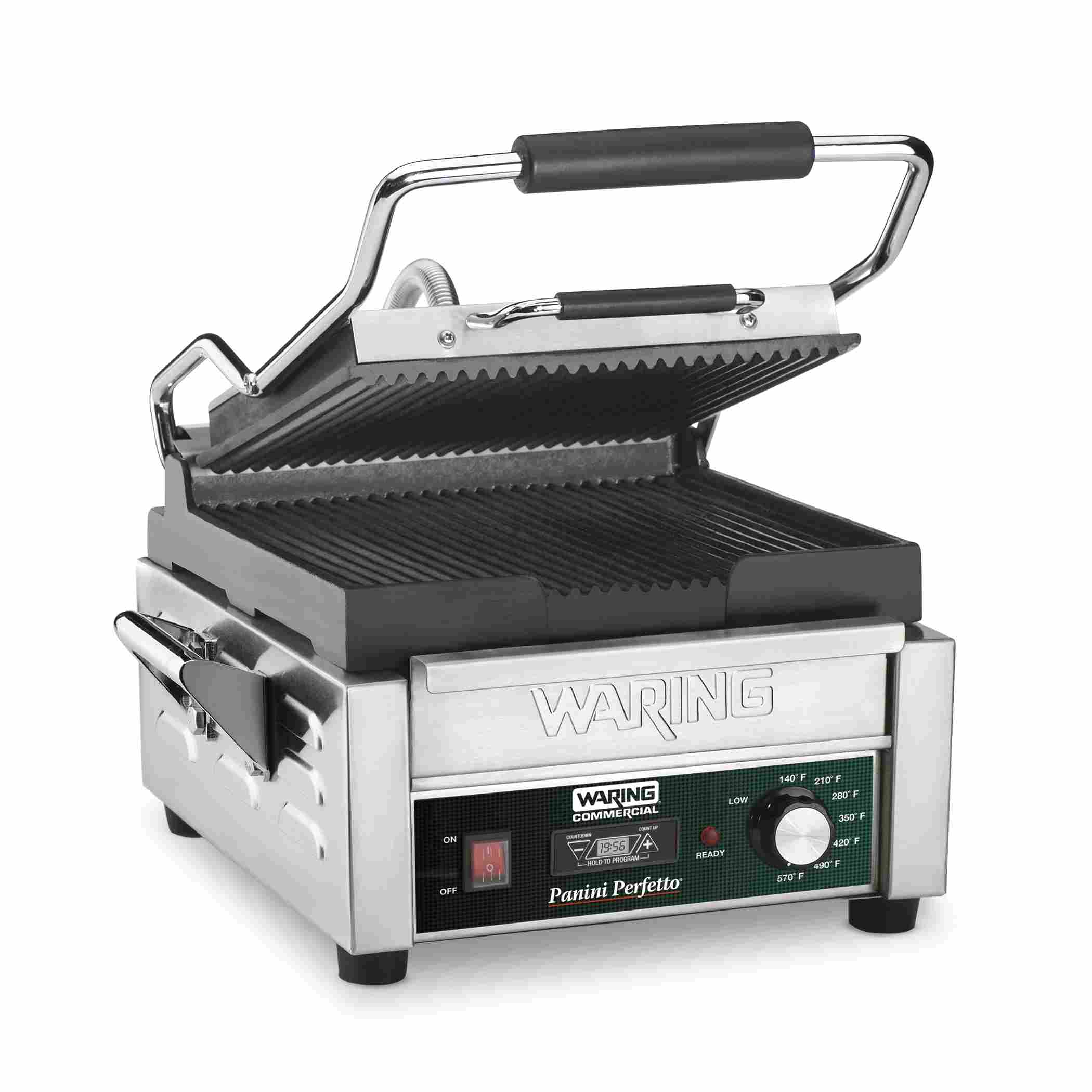 Ribbed Panini Grill with Timer, 9.75" x 9.25", 208 Volt